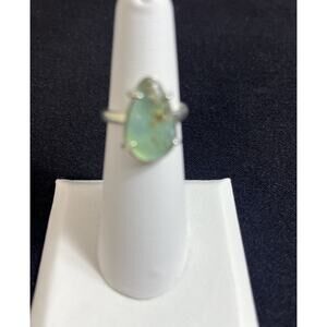 Peruvian Opal Teardrop Ring 950 Sterling Silver Adjustable Handmade Peru NEW